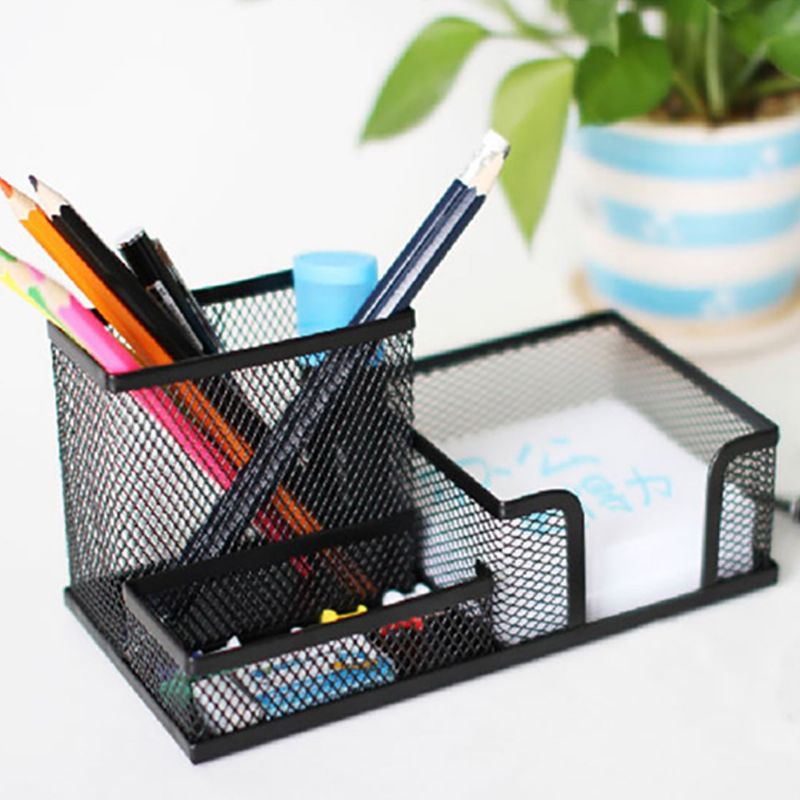 Kontorrekvisita Universal Home School Office Desktop Organizer Med 4 Rom For Penner Klips Saksekort Blyantholder