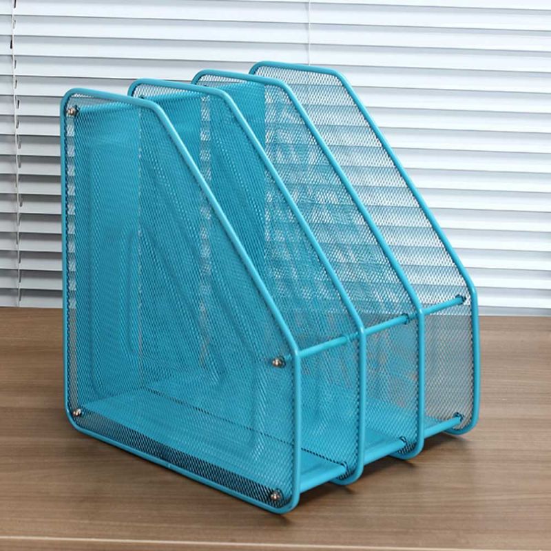 Metal Wire Mesh Tre-gitter Filstativ Dokumentholder Dataholder Oppbevaringsholder