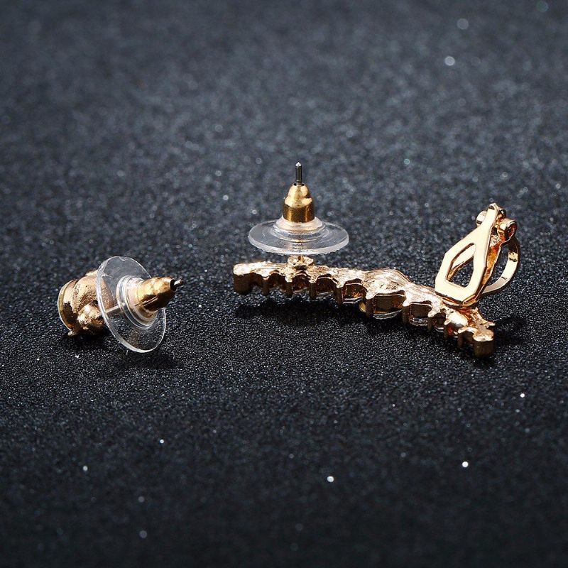 1 Par Asymmetriske Øredobber Alloy Rhinestones Stud Ear Clip