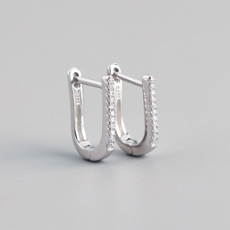 925 Sterling Sølv Micro Pave Zirconia U-form Krok Øredobber