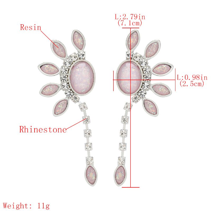 Alloy Resin Flower Rhinestone Water Drop Dingle Øredobber