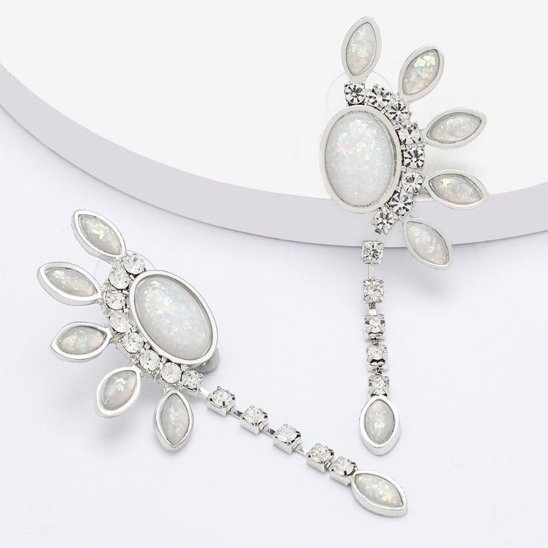 Alloy Resin Flower Rhinestone Water Drop Dingle Øredobber