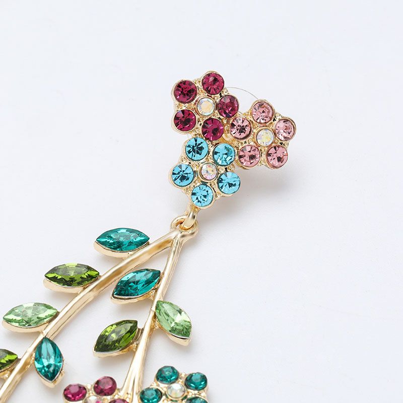 Alloy Rhinestone Flower Branch Øredobber For Kvinner