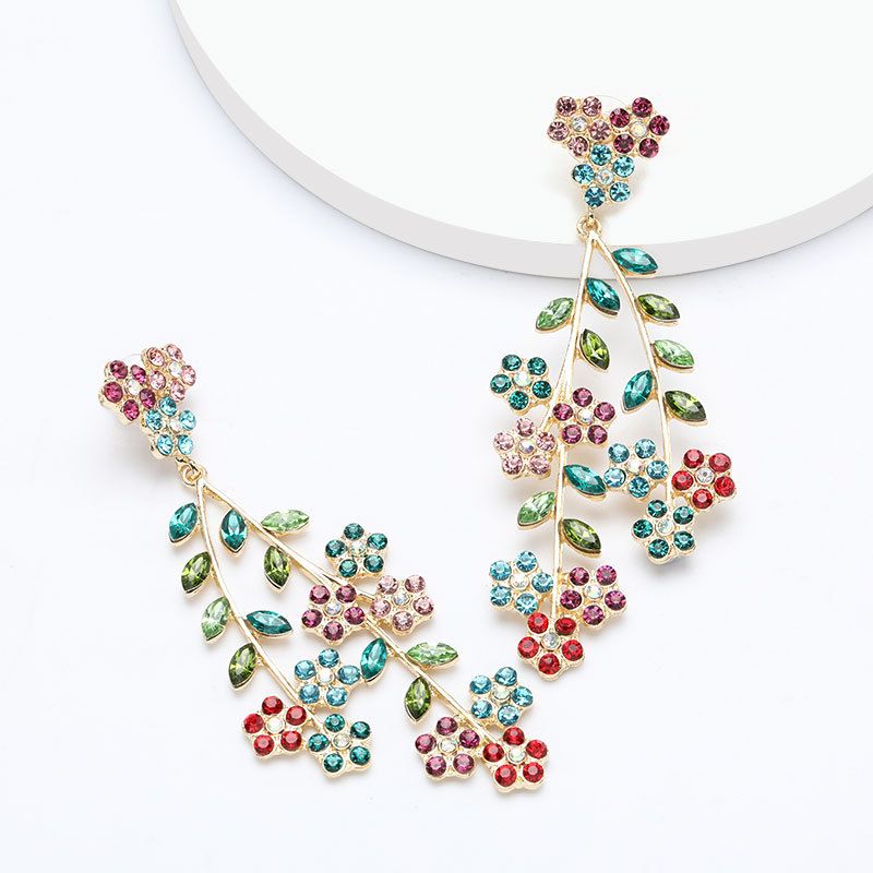 Alloy Rhinestone Flower Branch Øredobber For Kvinner