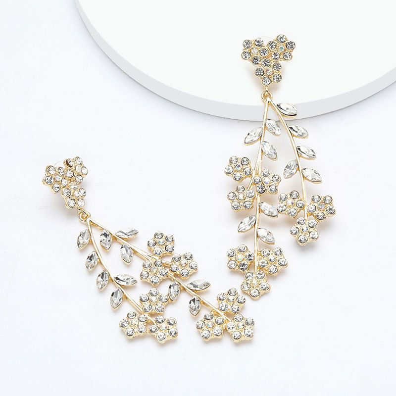 Alloy Rhinestone Flower Branch Øredobber For Kvinner