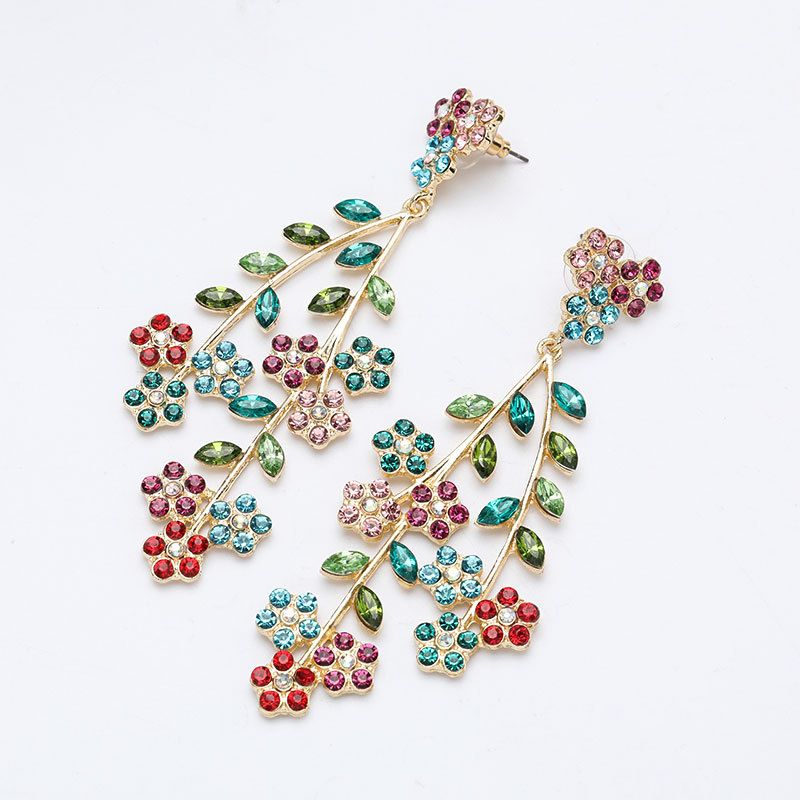 Alloy Rhinestone Flower Branch Øredobber For Kvinner