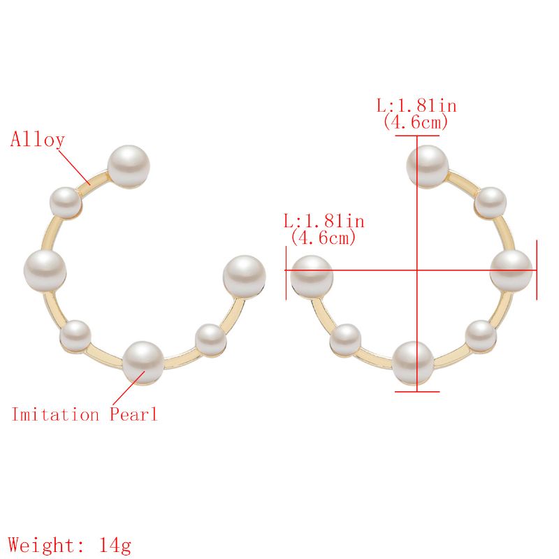 C-formet Åpen Sirkel Imitert Perle Øredobber Med Store Bøyler For Kvinner