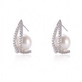 Elegante Luksus Øredobber Pearl Rhinestone Trendy