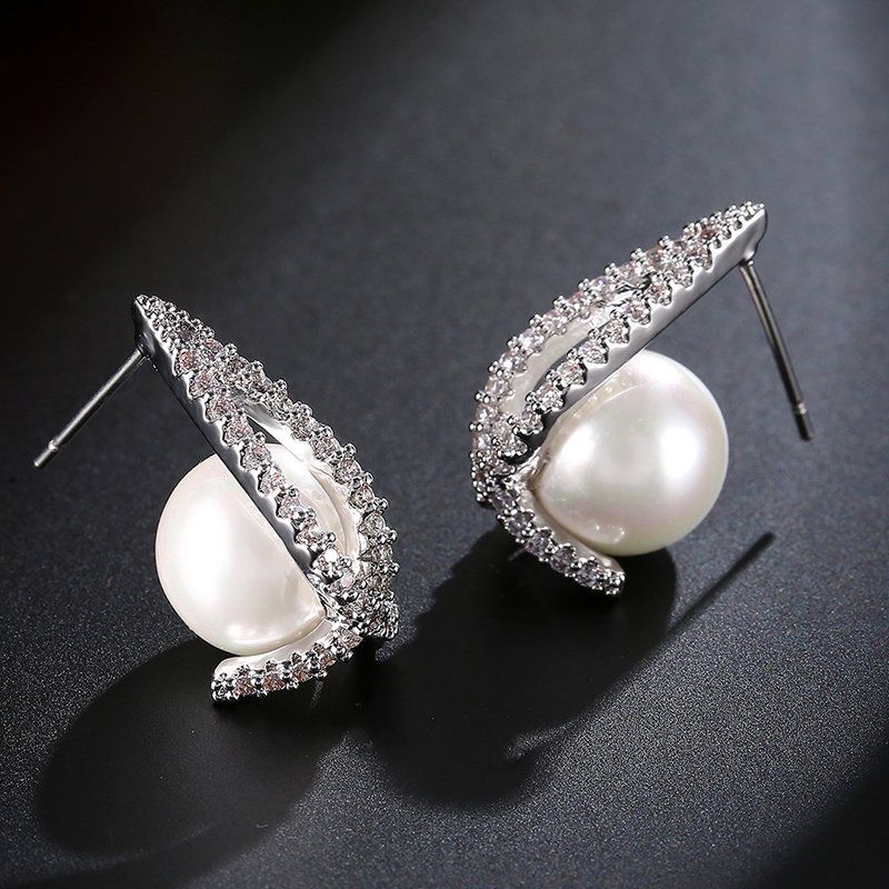 Elegante Luksus Øredobber Pearl Rhinestone Trendy