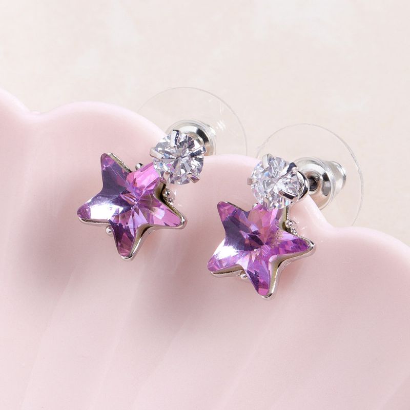 Enkle Star Stud Øredobber Blendende Cubic Zirconia Crystal Piercing For Kvinner