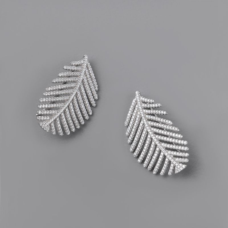 Glitrende Diamond Leaves Stud Øredobber 925 Pure Silver Simple Little Fresh Søte Korean Design 2023 Nye