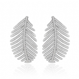 Glitrende Diamond Leaves Stud Øredobber 925 Pure Silver Simple Little Fresh Søte Korean Design 2023 Nye