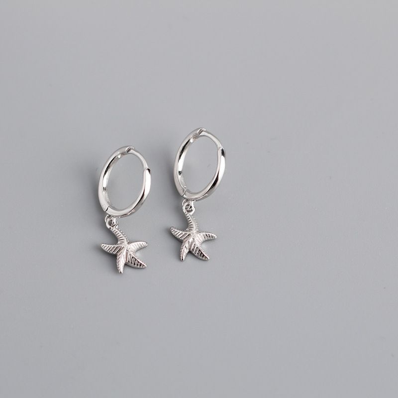 Gullbelagte 925 Sterling Sølv Starfish Hoop Øredobber Dingle