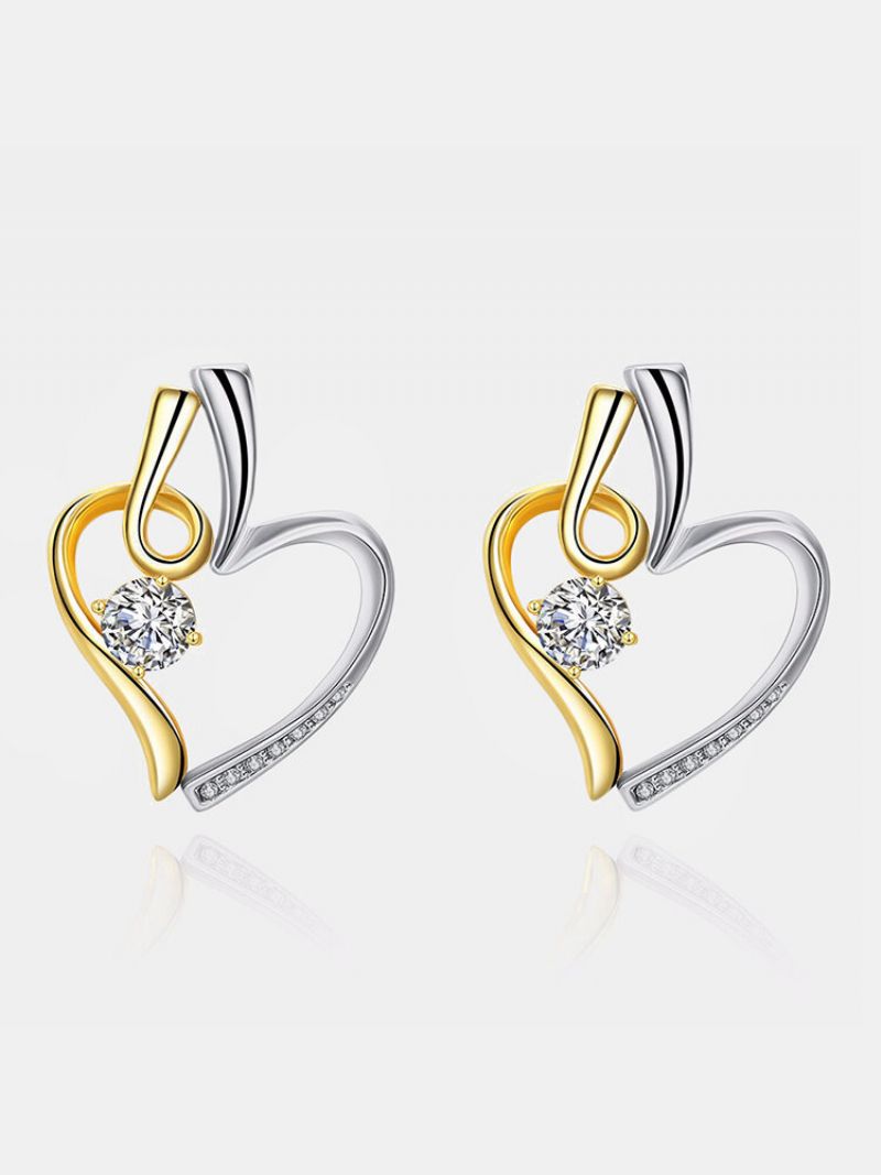 Inalis® Heart Shape Dual Color Rhinestone Øredobber