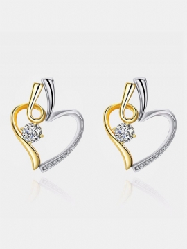 Inalis® Heart Shape Dual Color Rhinestone Øredobber