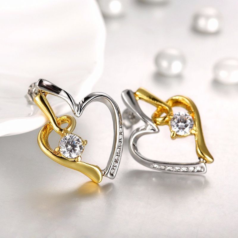 Inalis® Heart Shape Dual Color Rhinestone Øredobber