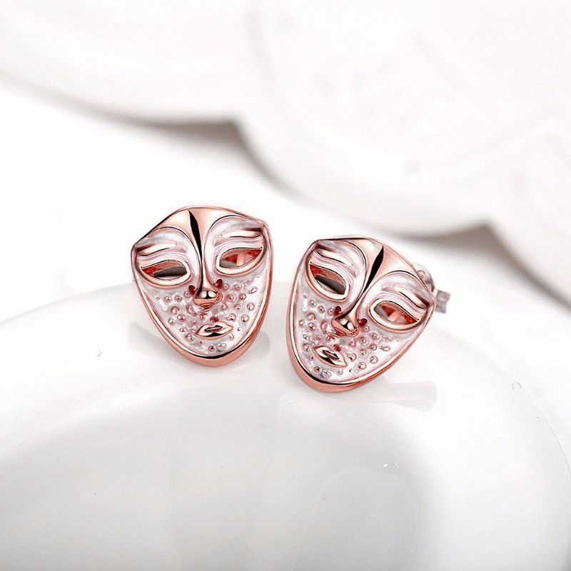 Inalis® Simple Style Rose Gold Mask Oil Drip Unisex Øredobber