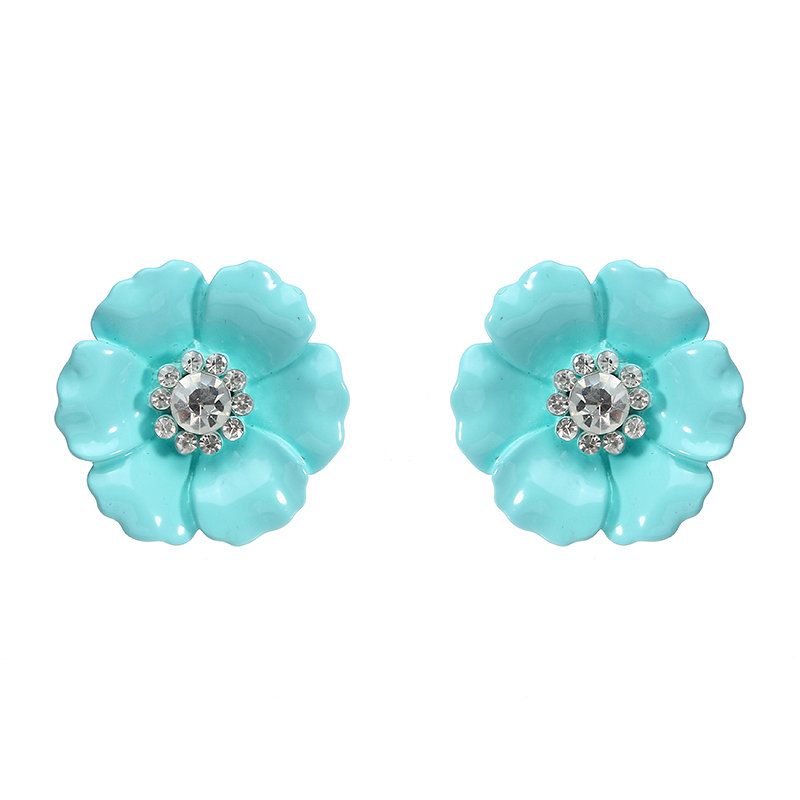 Jassy® Candy Color Flower Ear Stud Lovely Style Rhinestone Crystal Elegante Øredobber Gave Til Jente