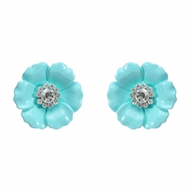 Jassy® Candy Color Flower Ear Stud Lovely Style Rhinestone Crystal Elegante Øredobber Gave Til Jente