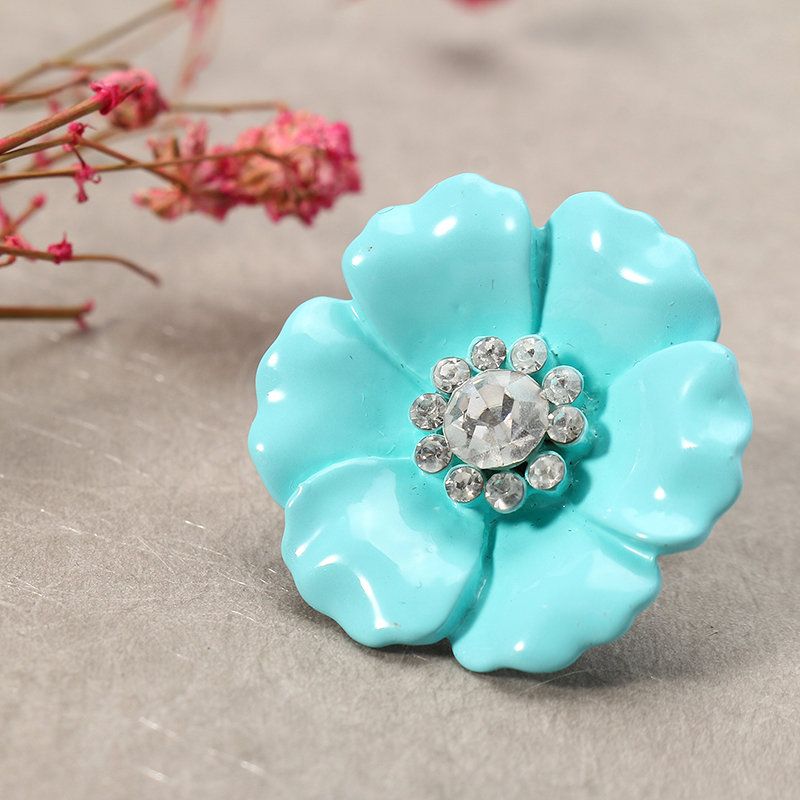 Jassy® Candy Color Flower Ear Stud Lovely Style Rhinestone Crystal Elegante Øredobber Gave Til Jente