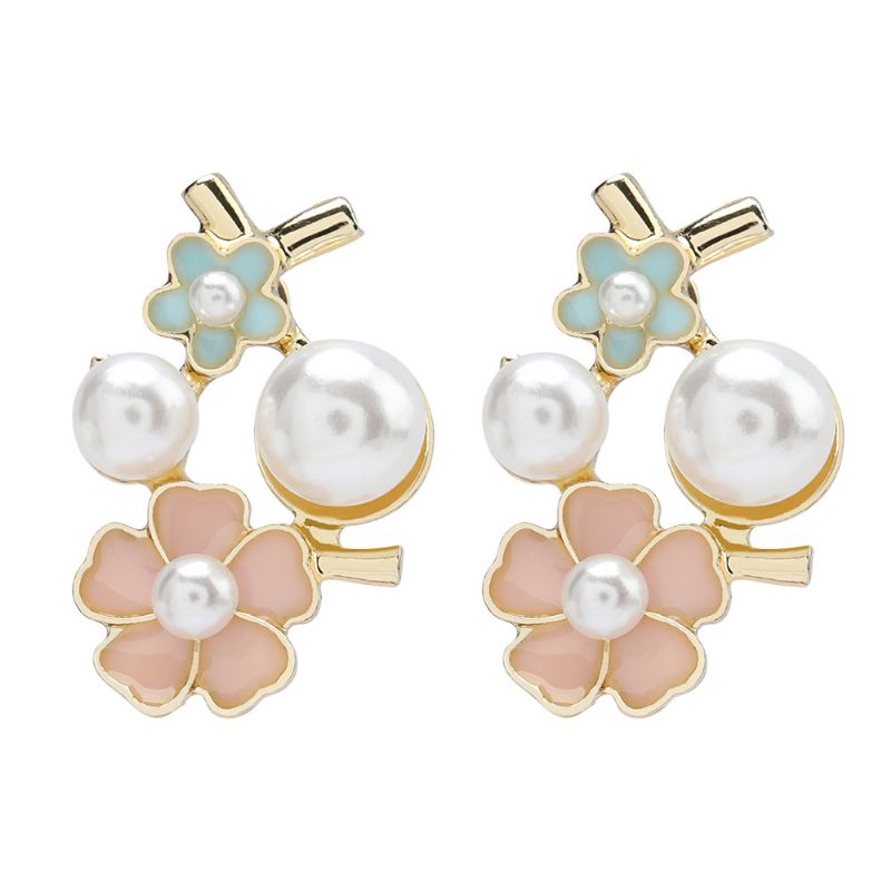 Legering Elegant Pearl Flower Stud Øredobber For Kvinner