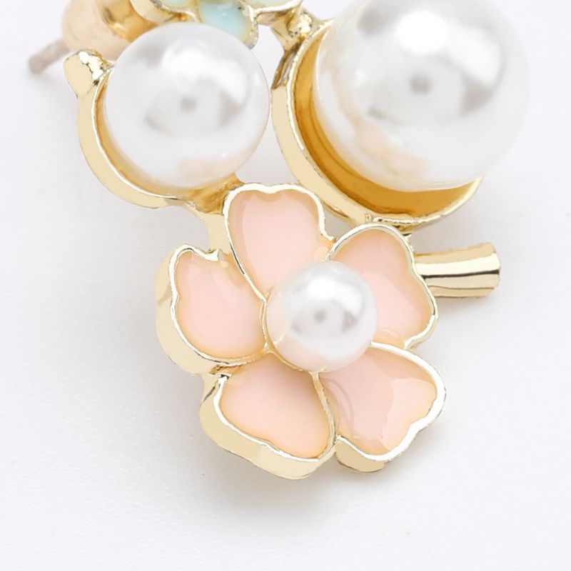 Legering Elegant Pearl Flower Stud Øredobber For Kvinner