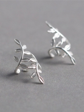 Mote 925 Sterling Sølv Wrap Leaf Brusk Øredobber Ingen Piercing Ear Climber For Kvinner