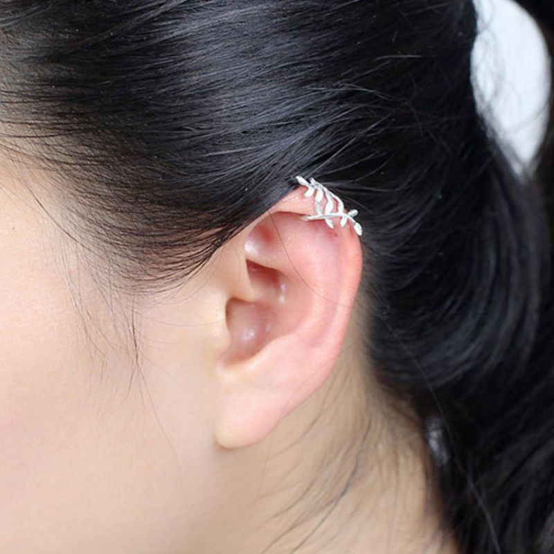 Mote 925 Sterling Sølv Wrap Leaf Brusk Øredobber Ingen Piercing Ear Climber For Kvinner