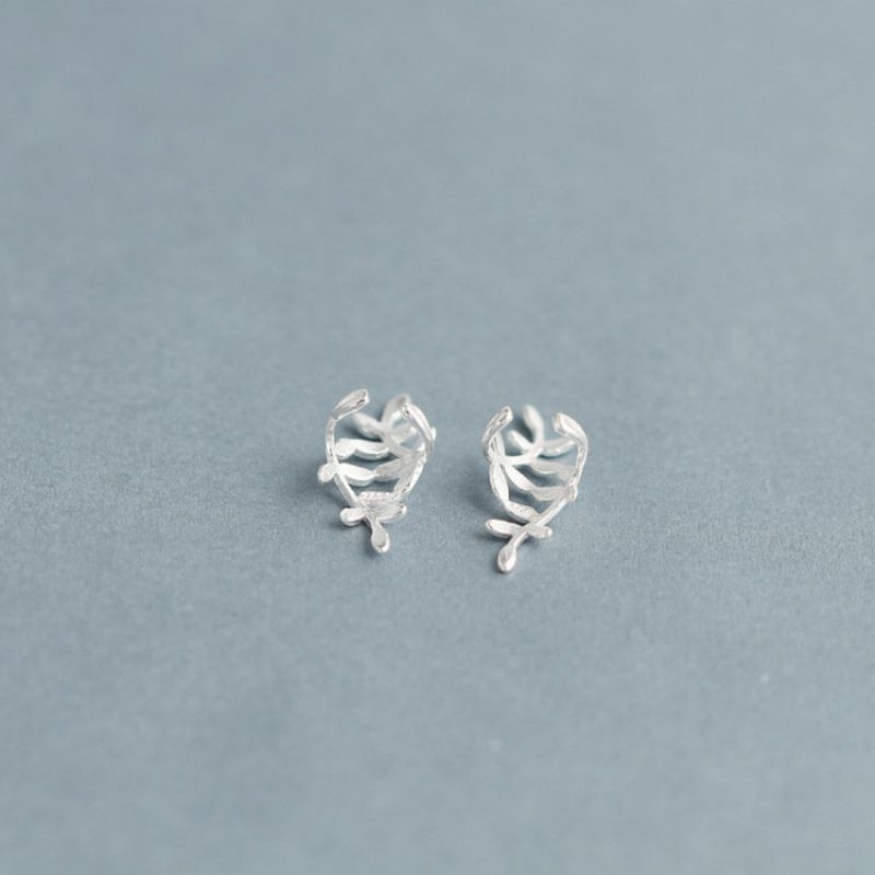 Mote 925 Sterling Sølv Wrap Leaf Brusk Øredobber Ingen Piercing Ear Climber For Kvinner