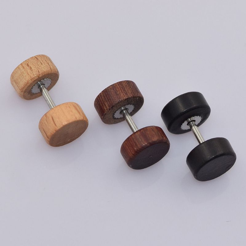 Mote Ear Stud Øredobber Runde Geometriske Dumbbell Woods Tilbehør Smykker For Kvinner