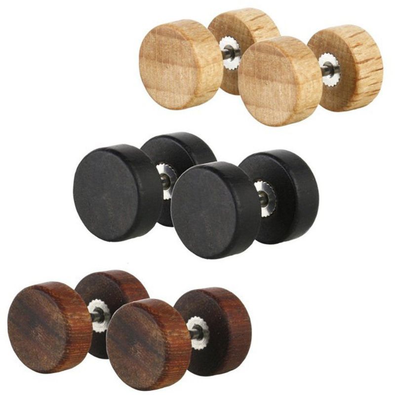 Mote Ear Stud Øredobber Runde Geometriske Dumbbell Woods Tilbehør Smykker For Kvinner