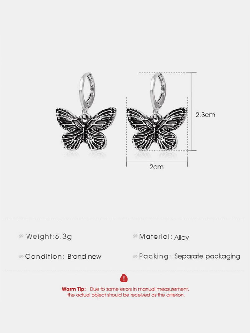 Mote Vintage Distressed Butterfly Shape Legering Øredobber