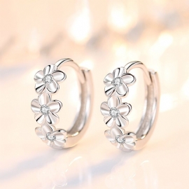 S925 Sterling Sølv Stud Øredobber Blomster Camellia Petal Mote