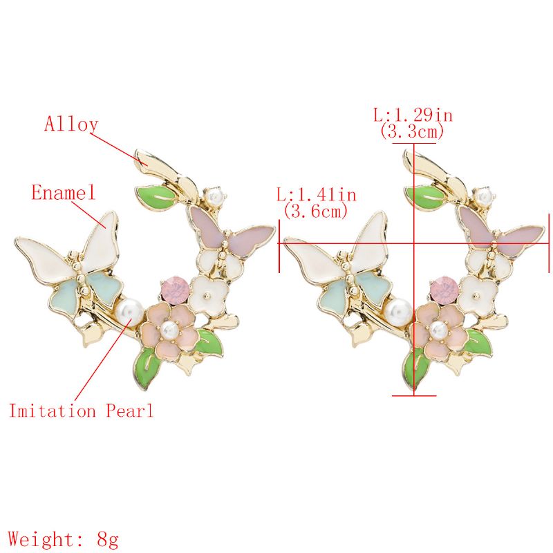 Simulert Metallblomst Perle Sommerfugl Øredobber Damesmykker
