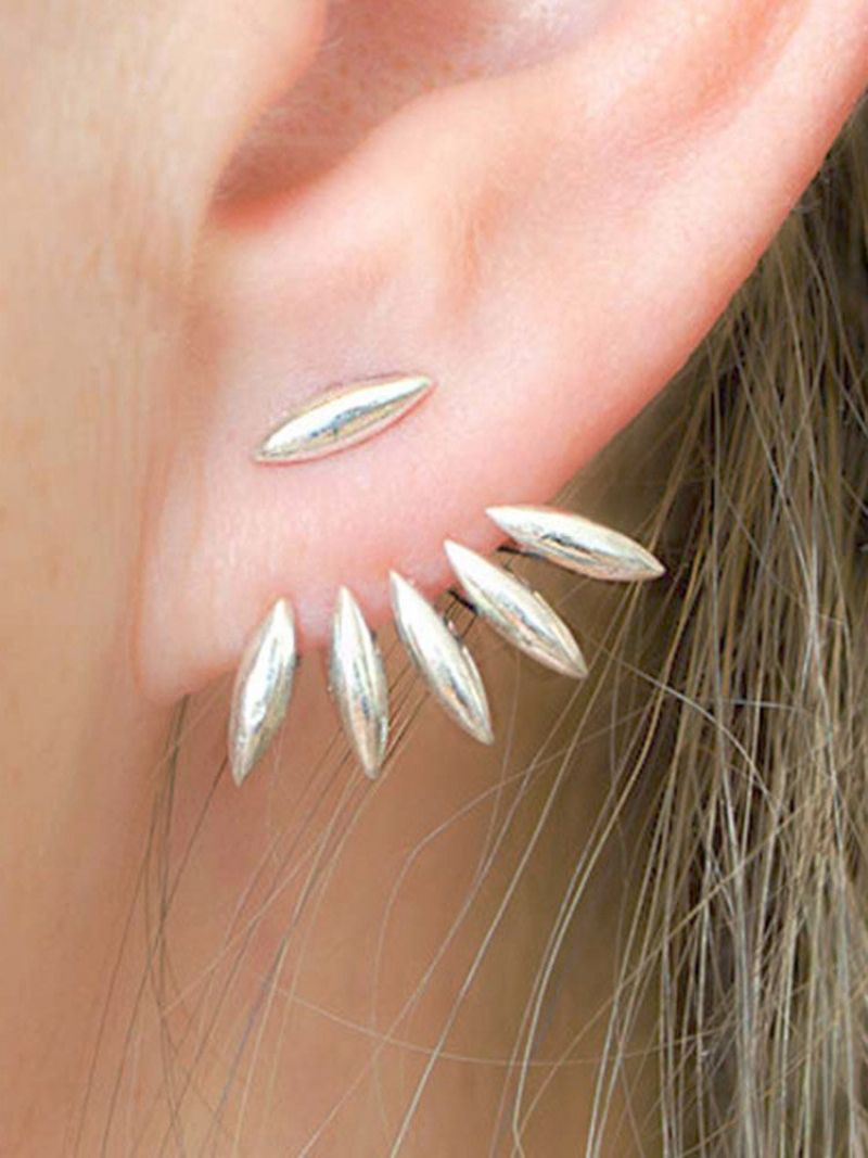 Trendy Leaf Punk Gull Sølv Ear Stud Spiky Spike Claw Kvinner Øredobber