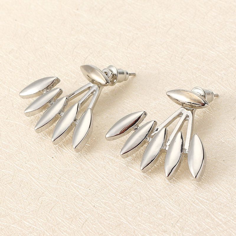 Trendy Leaf Punk Gull Sølv Ear Stud Spiky Spike Claw Kvinner Øredobber