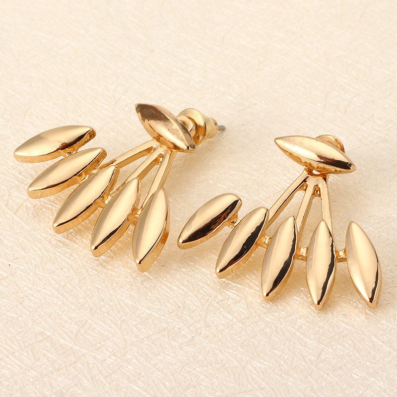 Trendy Leaf Punk Gull Sølv Ear Stud Spiky Spike Claw Kvinner Øredobber