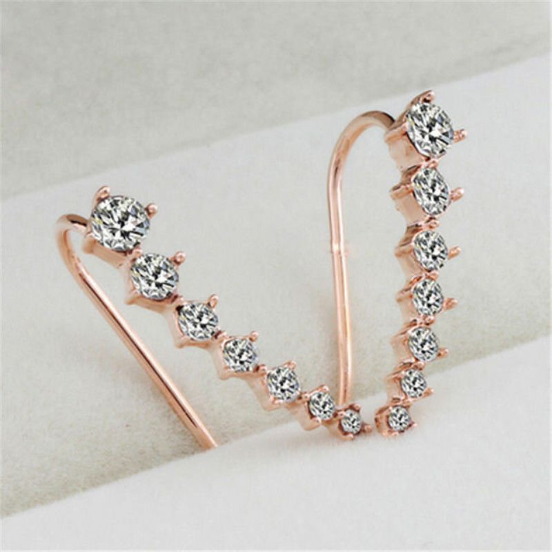 Trendy Rhinestone Cuff Øredobber Elegante Sølv Gull Farge Piercing Clip Smykker