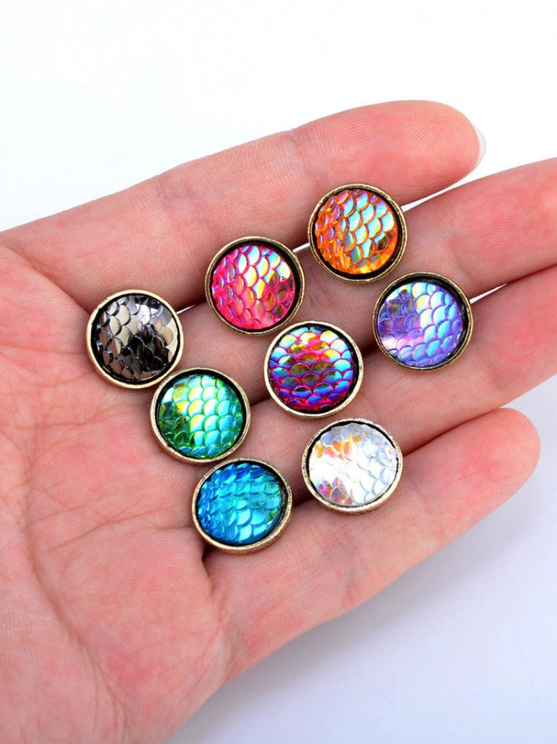 Trendy Stereoskopisk Fiskeskala Polarized Light Stud Øredobber Metal Runde Gemstone