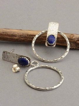 Vintage Dobbeltsidig Kombinasjon Dobbel-bruk Øredobber Hammer Jakke Lapis Ear Stud