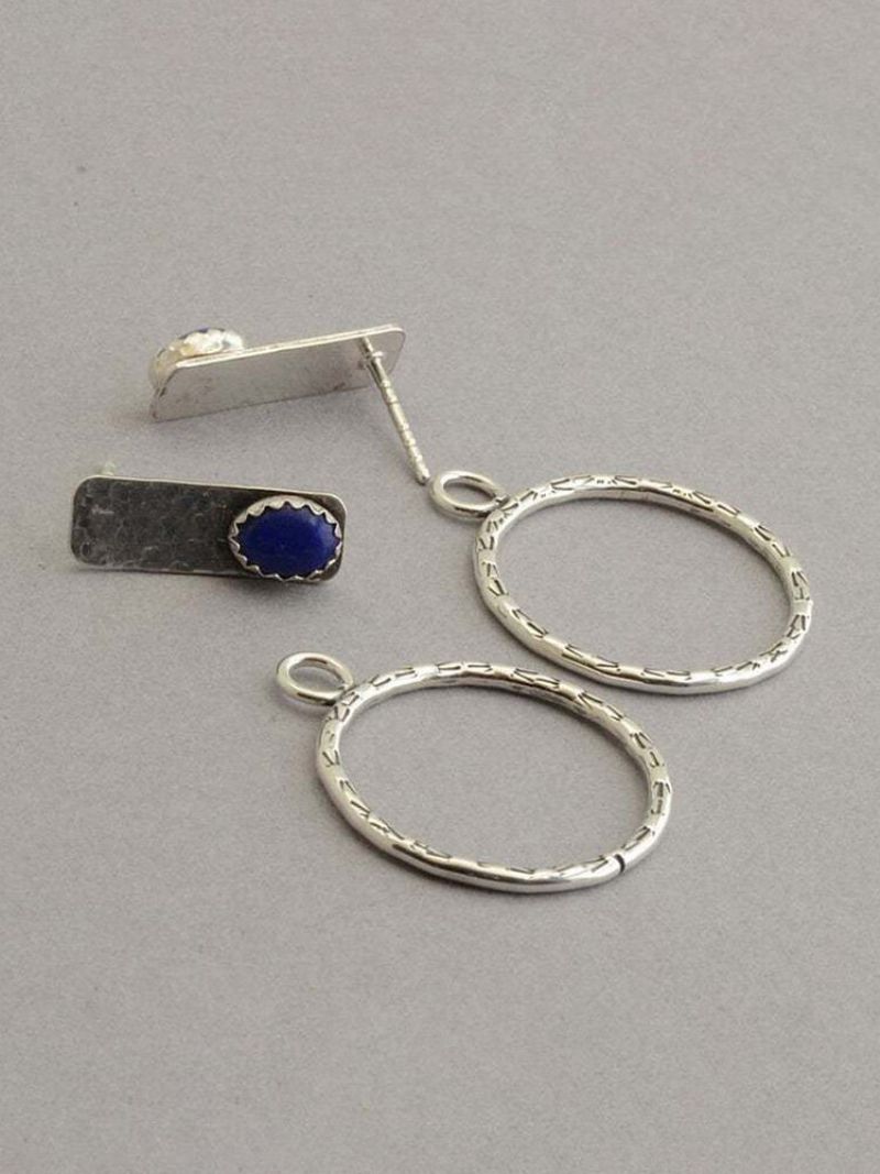 Vintage Dobbeltsidig Kombinasjon Dobbel-bruk Øredobber Hammer Jakke Lapis Ear Stud