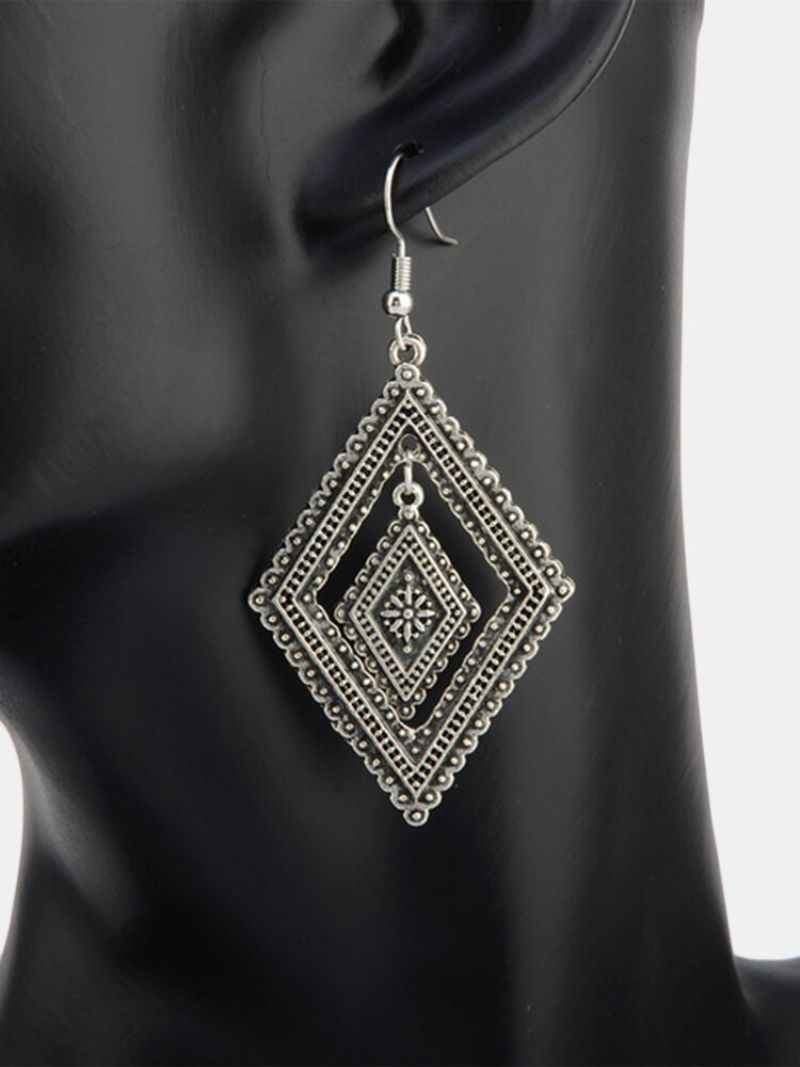 Vintage Geometrisk Hul Diamant Anheng Øredobber Bohemian Lange Elegante Smykker