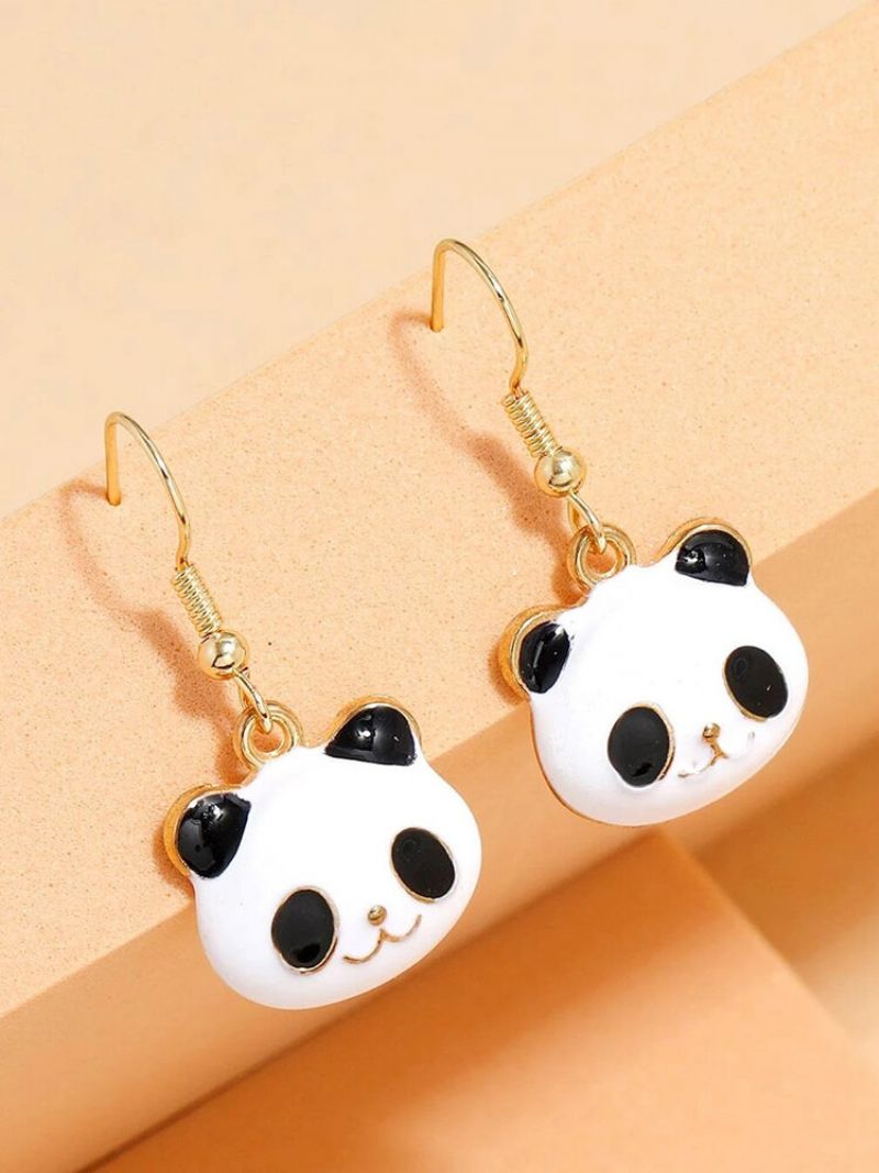 Vinter-ol Beijing 2023 Trendy Lovely Oil Drop Panda Head Shape Legering Øredobber