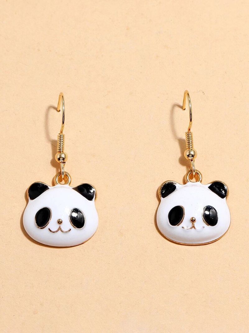 Vinter-ol Beijing 2023 Trendy Lovely Oil Drop Panda Head Shape Legering Øredobber