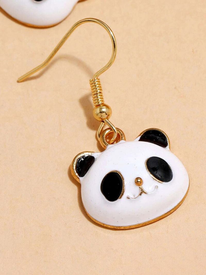 Vinter-ol Beijing 2023 Trendy Lovely Oil Drop Panda Head Shape Legering Øredobber