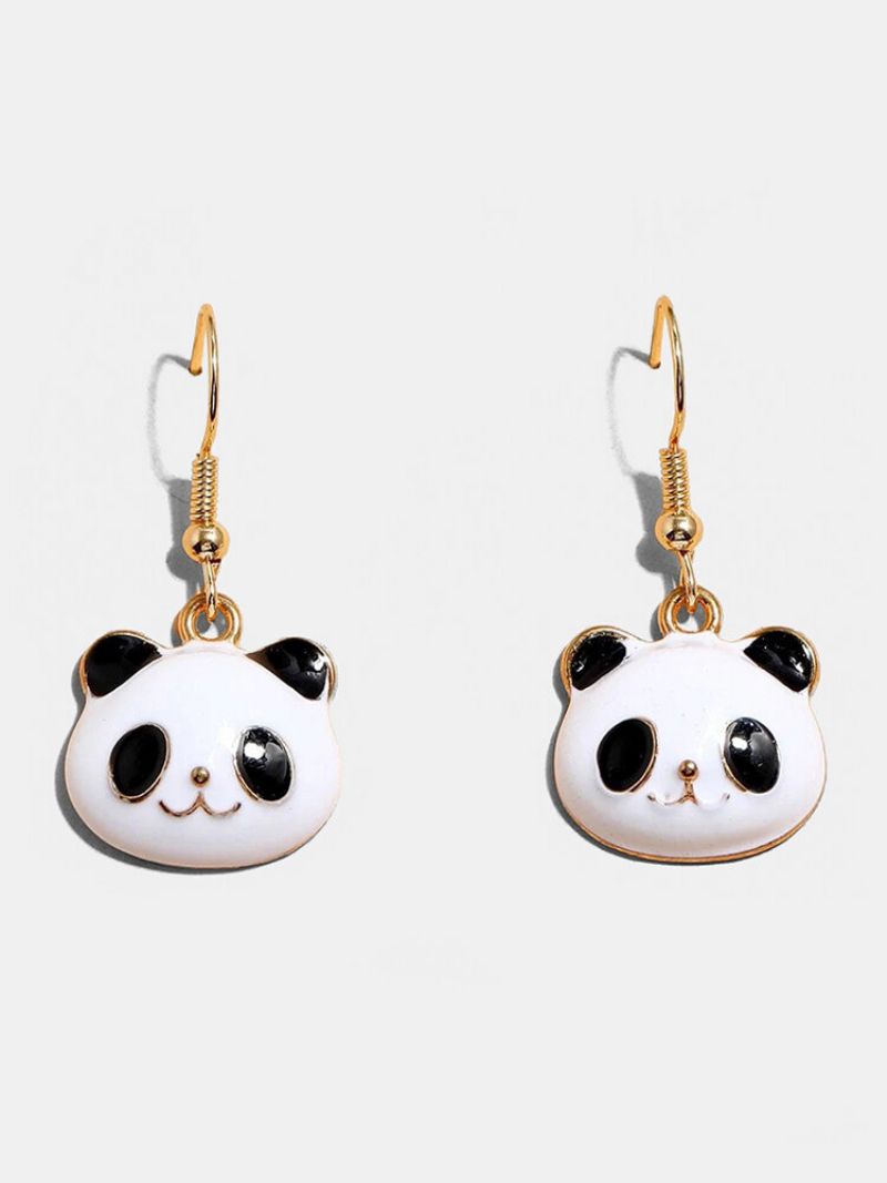 Vinter-ol Beijing 2023 Trendy Lovely Oil Drop Panda Head Shape Legering Øredobber