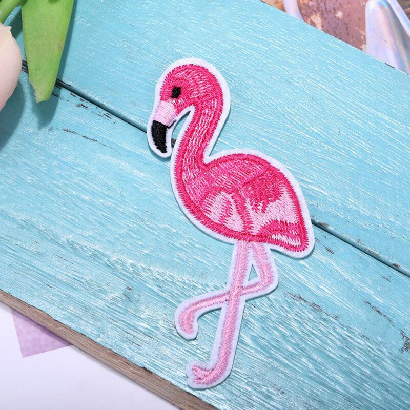 1 Stk Rød Hvit Broderi Flamingo Cloth Paste / Diy Klær Dekor Tilbehør Patch