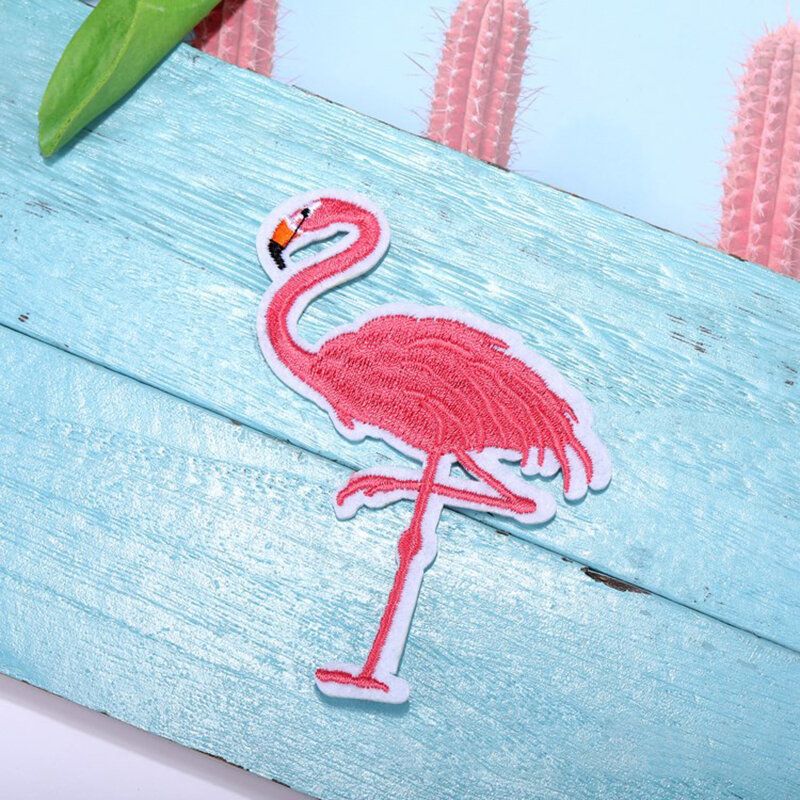 1 Stk Rød Hvit Broderi Flamingo Cloth Paste / Diy Klær Dekor Tilbehør Patch