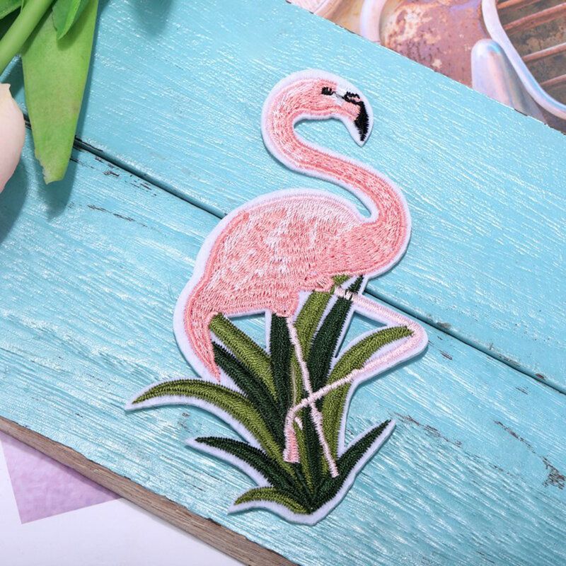 1 Stk Rød Hvit Broderi Flamingo Cloth Paste / Diy Klær Dekor Tilbehør Patch