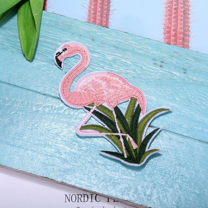 1 Stk Rød Hvit Broderi Flamingo Cloth Paste / Diy Klær Dekor Tilbehør Patch